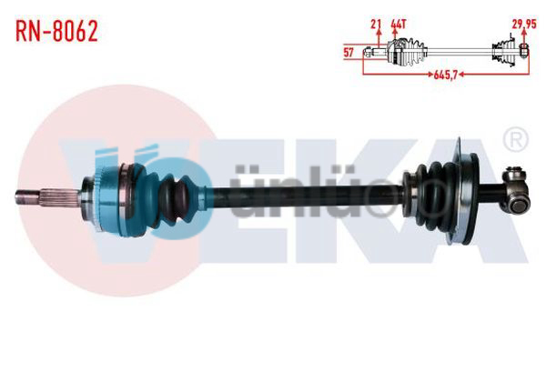 KOMPLE AKS SOL ON RENAULT MEGANE I 1.6 8v - 1.6i 16v ABSLI 44 DIS UZUNLUK 645,7