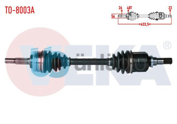 KOMPLE AKS SOL ON TOYOTA COROLLA (_E12_) 1.4 VVT-I ABSLI 48 DIS UZUNLUK 633.5mm