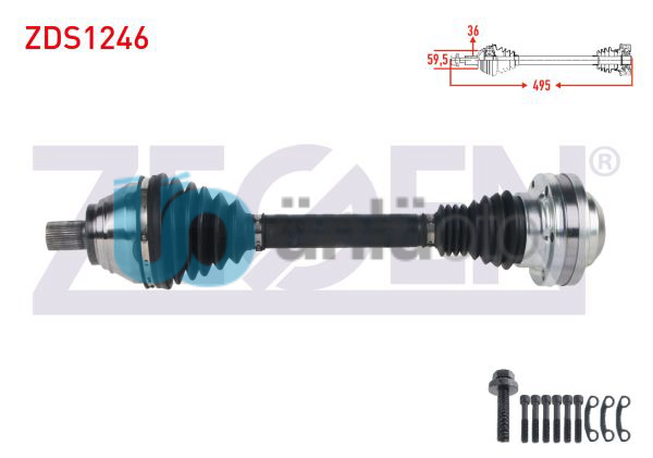KOMPLE AKS SOL ON UZUNLUK 495mm VOLKSWAGEN GOLF V (1K1) 1.4 TSI A-T 2003-2009/ J