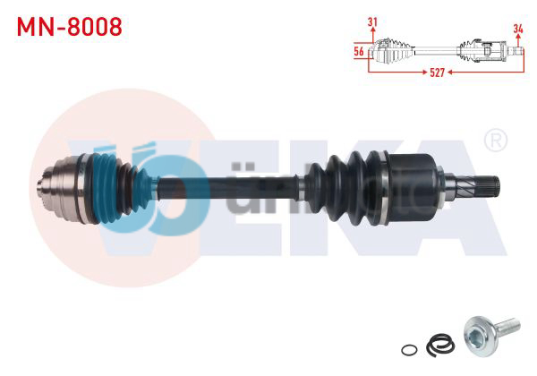 KOMPLE AKS SOL ON UZUNLUK 527mm MINI COOPER ( F55-F56 ) 1.5 M-T 6 VITES 2013-