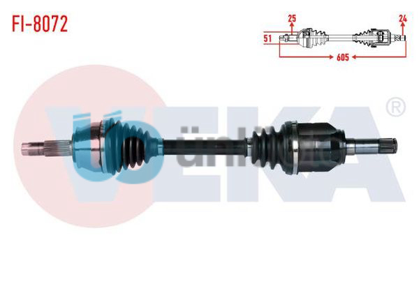 KOMPLE AKS SOL ON UZUNLUK 605mm FIAT FIORINO (225) 1.3 MJT EURO 5-6 M-T 2013-
