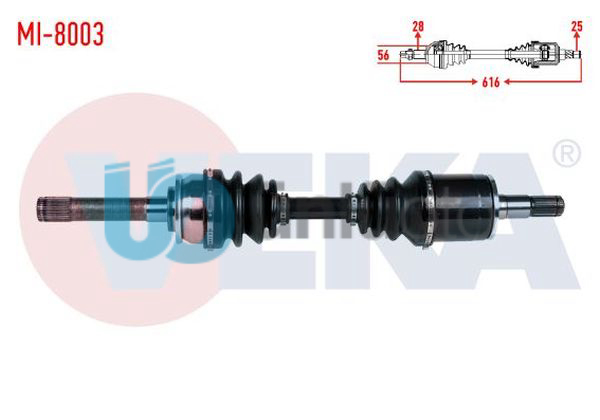 KOMPLE AKS SOL ON UZUNLUK 614mm MITSUBISHI L 200 (K7T,K6T) 2.5 TD 4X4 1996-2007/