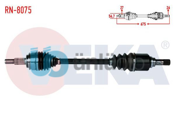 KOMPLE AKS ON SOL UZUNLUK 675mm RENAULT KANGOO 1.5 DCI 2008- / MERCEDES CITAN (W