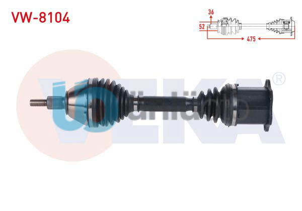KOMPLE AKS SOL ON VOLKSWAGEN POLO (6R) 1.0 TSI A-T UZUNLUK 475 mm 2009-