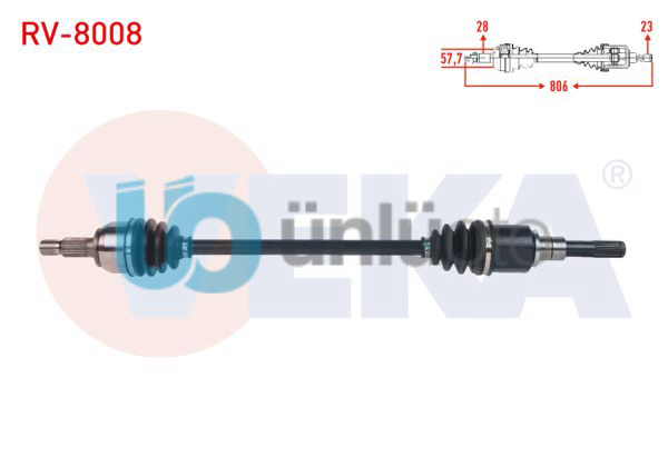 KOMPLE AKS SOL-SAG ARKA UZUNLUK 806mm LAND ROVER FREELANDER 1.8 16v - 2.0 DI - 2