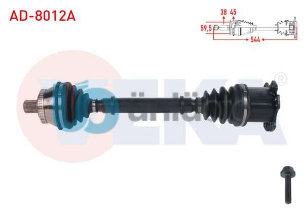 KOMPLE AKS SOL-SAG ON ABSLI 45 DIS UZUNLUK 544mm AUDI A6 (4B2, C5) 1.8 T - 2.4 -