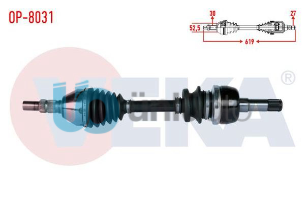 KOMPLE AKS SOL-SAG ON OPEL INSIGNIA 2.0 CDTI (A20DTH) A-T UZUNLUK 619mm 2008-