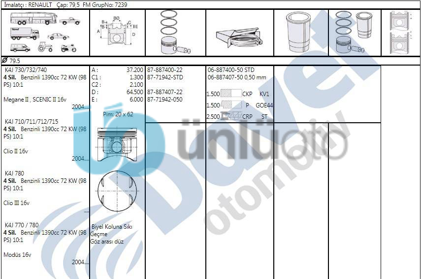 MOTOR SEGMANI MEGANE-CLIO-KANGOO-LAGUNA 1,6 16V (050)