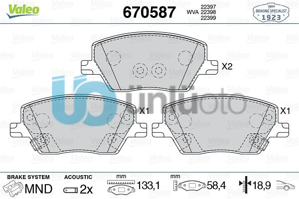 ON BALATA FIAT EGEA 16 1.0 1.3 MTJ 1.4 1.6 1.6D K:19 mm G:133 mm Y:58.5 mm KÜÇÜK
