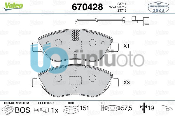 ÖN FREN BALATASI FİŞLİ FIAT BRAVO II 0814 EGEA HB 15 ALFA ROMEO MITO 0815 LAN