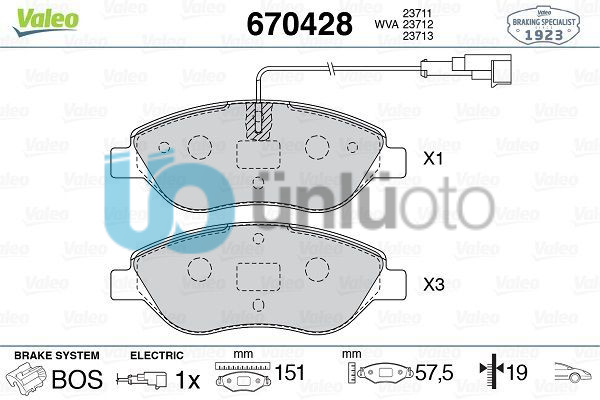 ÖN FREN BALATASI FİŞLİ FIAT BRAVO II 0814 EGEA HB 15 ALFA ROMEO MITO 0815 LAN
