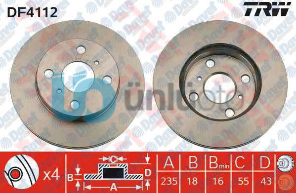 ON FREN DISKI (AYNASI) HAVALI TOYOTA YARIS 9905 (235X4)