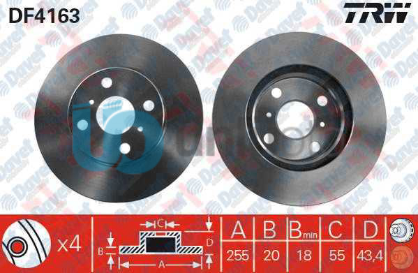 ON FREN DISK AYNASI (HAVALI) TOYOTA YARIS D4 D 06-11 (255X4)