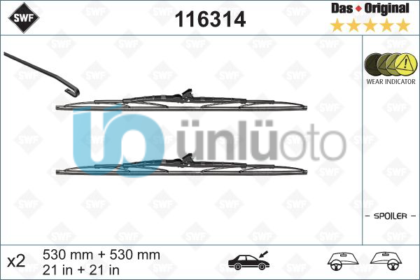 ÖN SİLECEK SÜPÜRGESİ TAKIM PASSAT VOLVO S70 V70 TRANSPORTER T4 530 530 mm