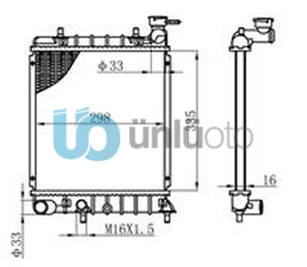 RADYATÖR BRAZİNG ACCENT ADMIRA 00-05 1.3I AC KLİMASIZ MEK 335x298x16