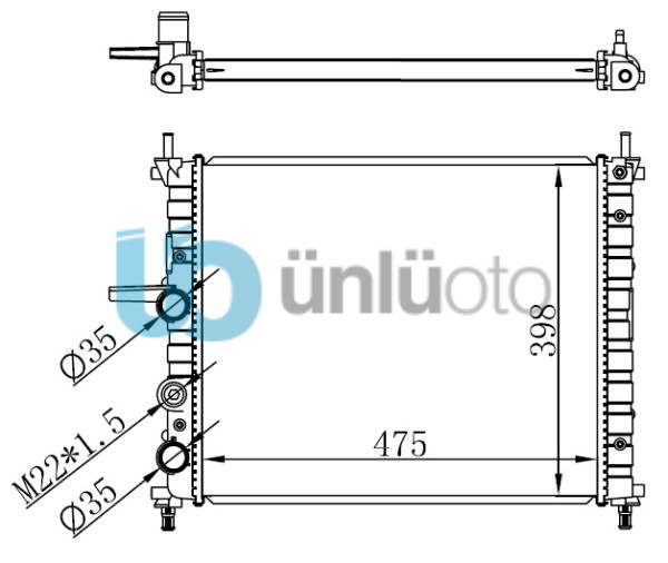 RADYATÖR BRAZİNG BRAVO-BRAVA-MAREA 1.2i-1.4i-1.6i 96  MEK. 475x395x22