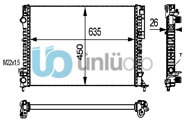 RADYATÖR BRAZİNG LGN 97-01 -ESPACE III 99-02 1.6-1.8-2.0-1.9D KLİMASIZ MEK 635x4