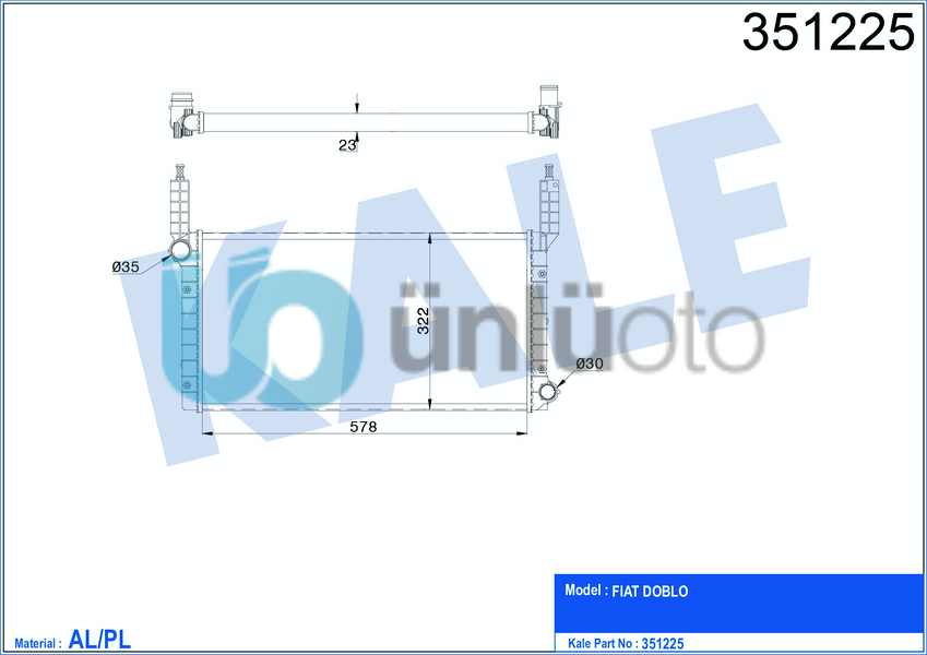 MOTOR RADYATORU DOBLO 1.2Y 01 580x298x16 MEKANIK