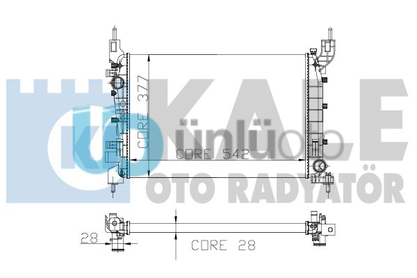 MOTOR RADYATOR LINEA 1,4MPI (542X377X28) / (1 SIRA AL+PL SISTEM)