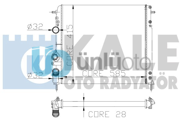 MOTOR RADYATOR MEGANE 1,6 / 2,0 AC (2 SIRA AL+PL)(585x414.5x23)