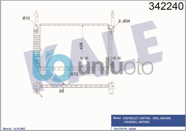 MOTOR SU RADYATORU CAPTIVA ANTARA 2.0 06 (670X410X26)