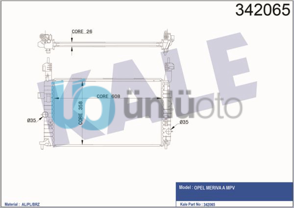 MOTOR SU RADYATORU (BRAZING) MERIVA A Y17DT KLIMALI