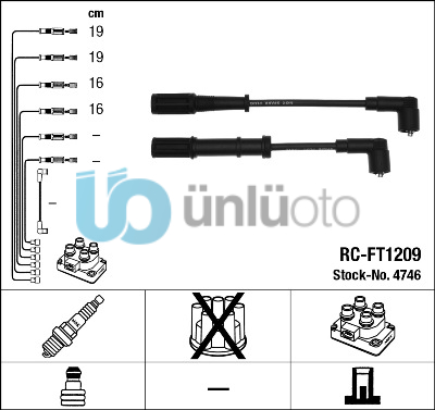 RC-FT1209 BUJİ KABLOSU TK ALBEA SOLE-PALIO SOLE 1.4 8V-DOBLO-DOBLO KARGO 1.4ie-G
