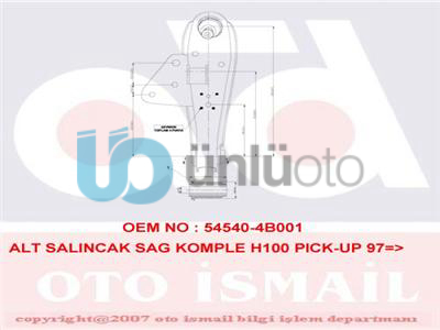 SALINCAK ALT SAĞ ROTİLLİ HYUNDAI H100 2.6L KAMYONET 96-