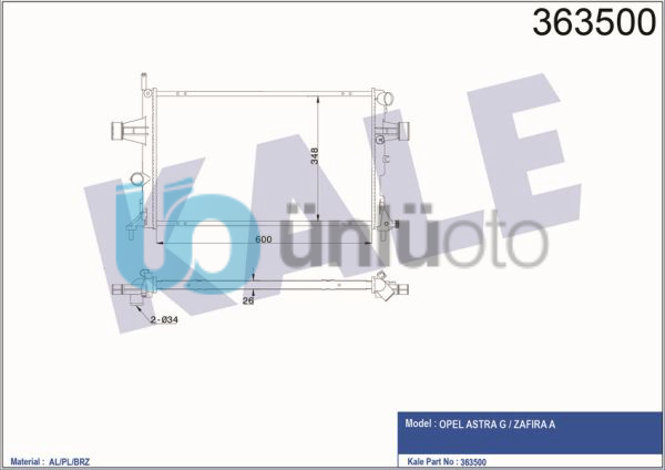 MOTOR SU RADYATORU BRAZING (MANUEL) ASTRA G ZAFIRA A X16XEL Z16XE 98 10