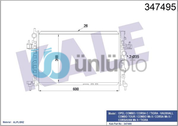 MOTOR SU RADYATORU BRAZING Y13DT - Z13DT - Z13DTH - Y17DT - CORSA C TIGRA B