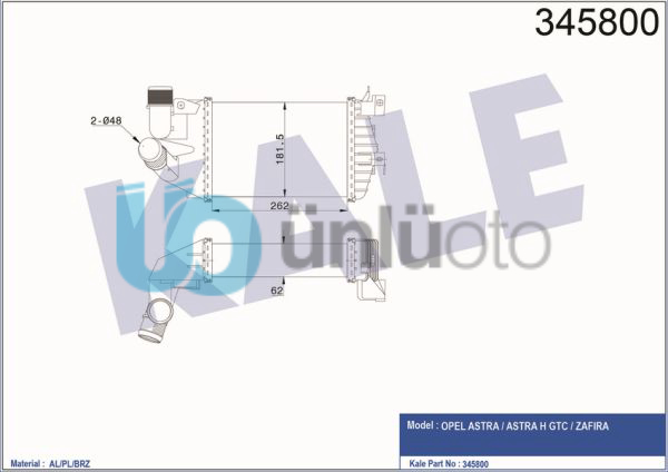 TURBO RADYATORU ASTRA H ZAFIRA B Z13DTH Z17DTH Z19DT