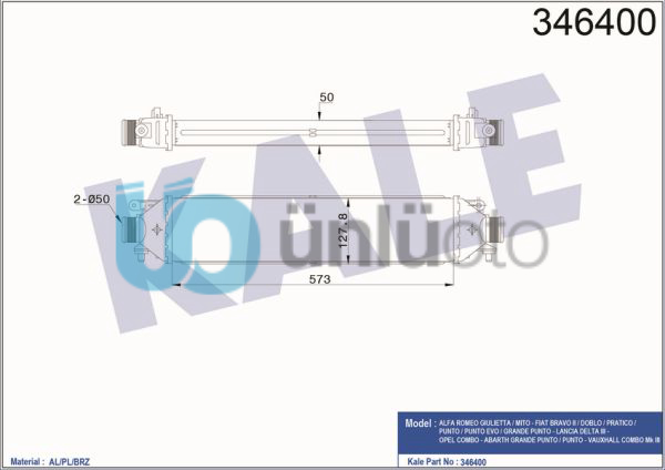 TURBO RADYATORU DOBLO III PUNTO BRAVO 1,4TJET / 1,6DMULTIJET / 1,9DMULTIJET
