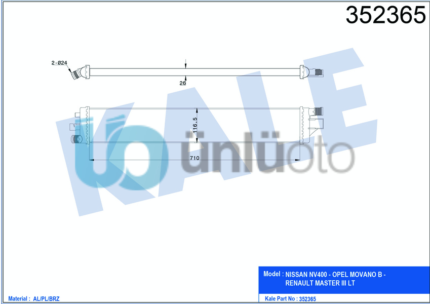 TURBO RADYATORU INTERCOOLER RENAULT MASTER III 2.3DCI