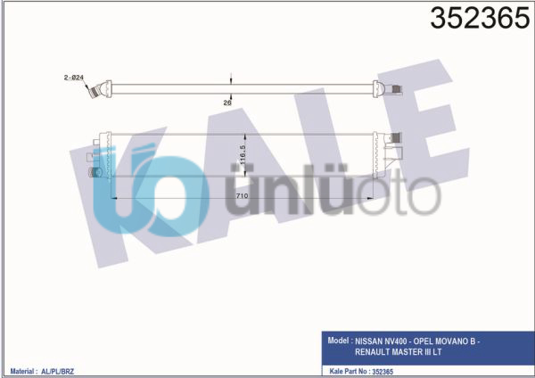 TURBO RADYATORU INTERCOOLER RENAULT MASTER III 2.3DCI