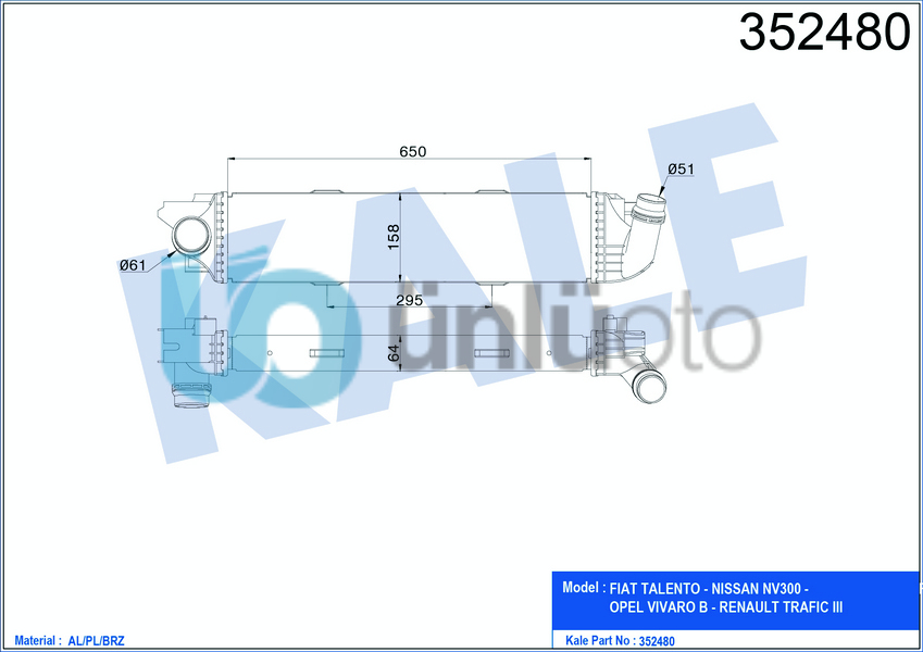 TURBO RADYATORU VIVARO TRAFFIC III 1.6 CDTI 14  NV300