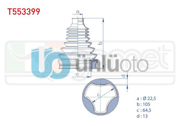 AKS KORUGU KITI SOL-SAG IC TERMOPLASTIK RENAULT MEGANE IV (B9A/M_) 1.6i 22,5X105