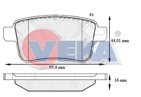 FREN BALATA ARKA RENAULT KANGOO (KW0/1) 1.5 DCI 16.00mm 2008-