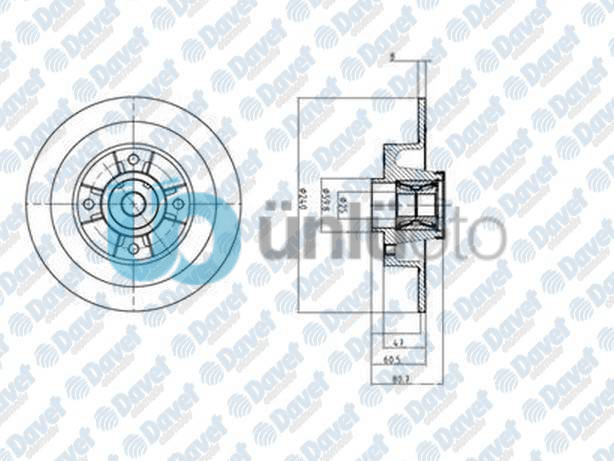 FREN DISKI ARKA 4D 240MM RULMANLI CLIO MEGANE II 1.5 DCI 02-