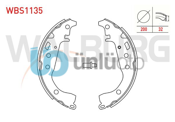 FREN PABUC BALATA ARKA 200X32 TOYOTA YARIS 1.0i - 1.3i 1999-2005/ CELICA 1.8 199