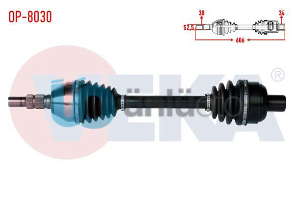 KOMPLE AKS SAG ON OPEL INSIGNIA 1.6 T (A16LET) M-T UZUNLUK 606mm 2008-