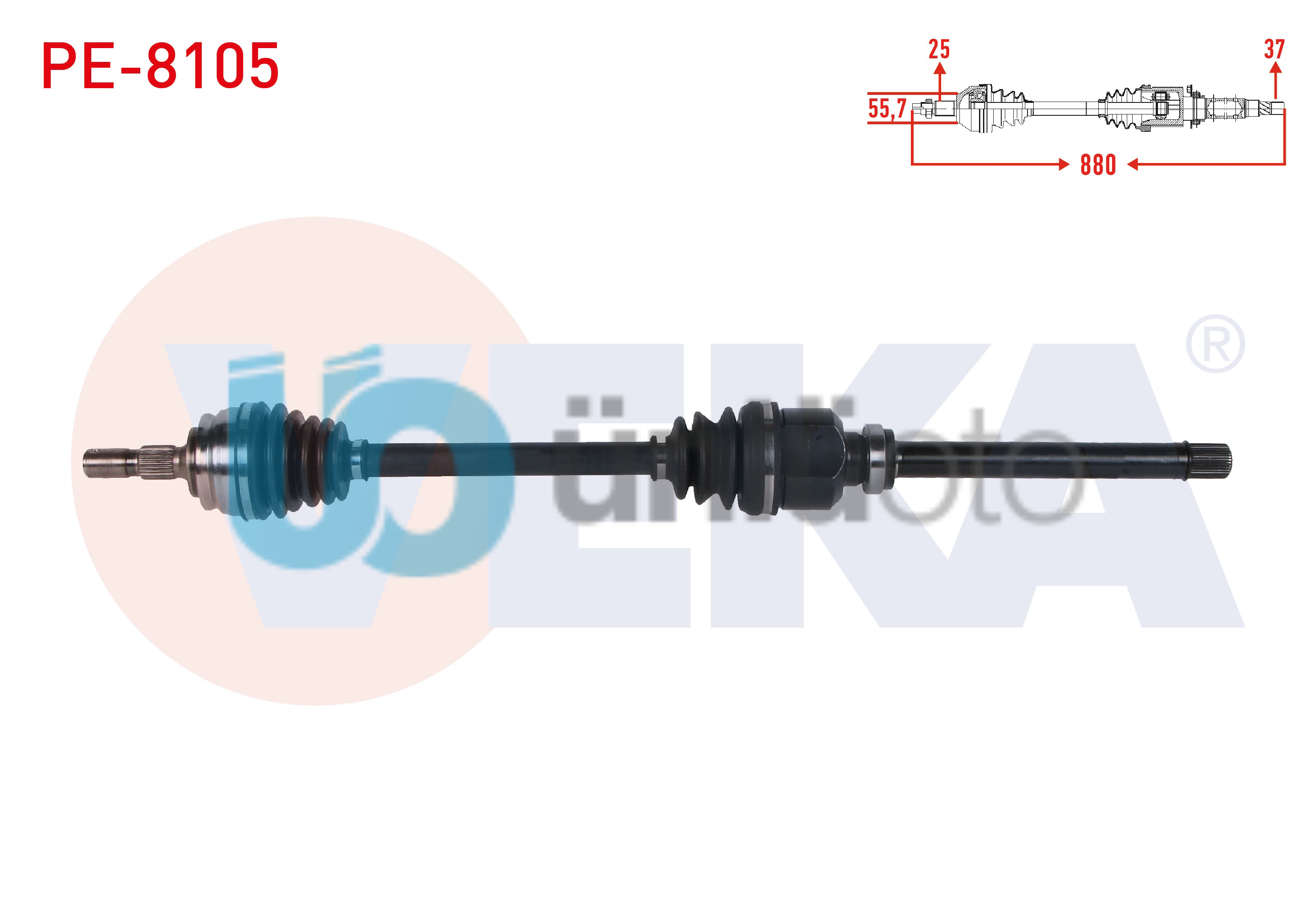 KOMPLE AKS SAG ON UZUNLUK 880mm PEUGEOT 208 II 1.2 - 1.5 BlueHDI A-T 2019-/ OPEL