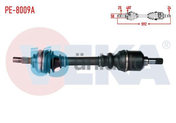 KOMPLE AKS SOL ON PEUGEOT 206 (2A/C) 2.0i GTI ABSLI 48 DIS UZUNLUK 592mm 1998-20