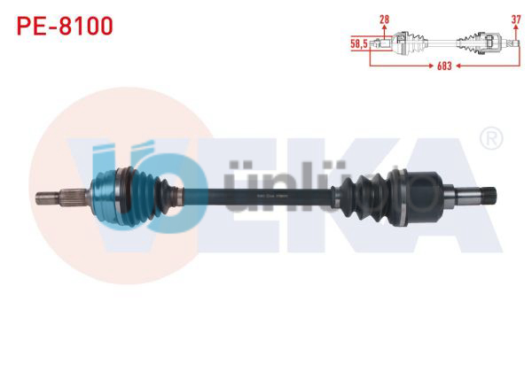 KOMPLE AKS SOL ON UZUNLUK 683mm PEUGEOT 3008 1.5 -1.6 BlueHDI M-T 16-/ 5008 II 1