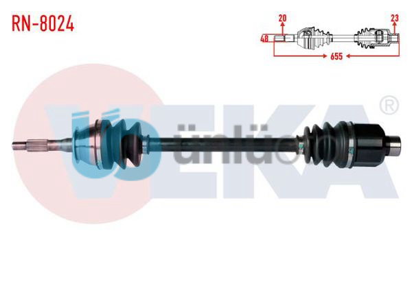 KOMPLE AKS SOL-SAG ON RENAULT R12 1.3 UZUNLUK 654mm 1971-2000