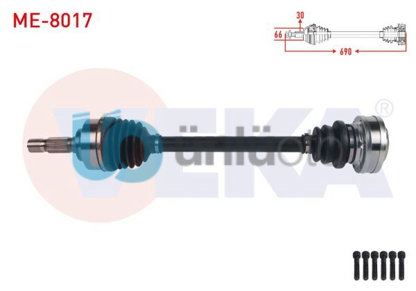 KOMPLE AKS SOL-SAG ON UZUNLUK 690mm MERCEDES SPRINTER 5T (906) 4X4 2006-